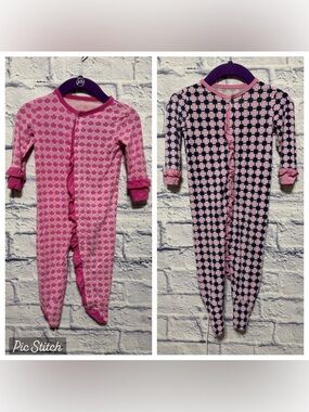 Sweet Bamboo Print snap Footie bundle Size 3-6